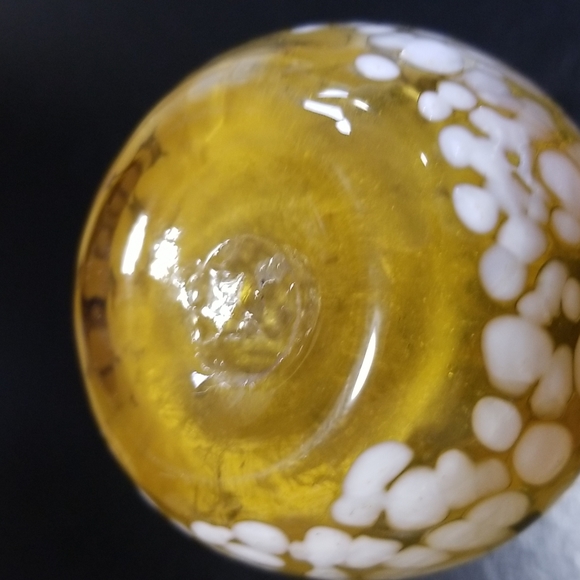 Vintage Hand Blown Art Glass Pitcher Amber with White Flecks - Picture 7 of 8